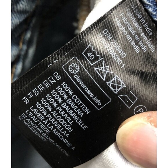 H&M Denim Boyfriend Jeans 25/32 Low Waist Tapered Leg Stained Factory Destroyed - Picture 11 of 15
